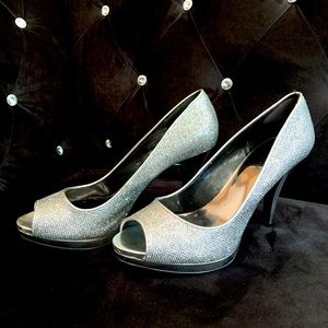 Nine West - Silver sparkle with mirror heels